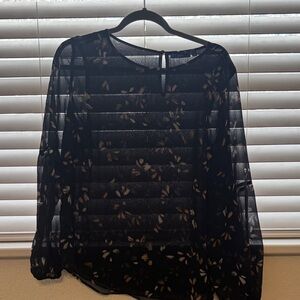 Apt. 9 Black Sheer Floral Blouse